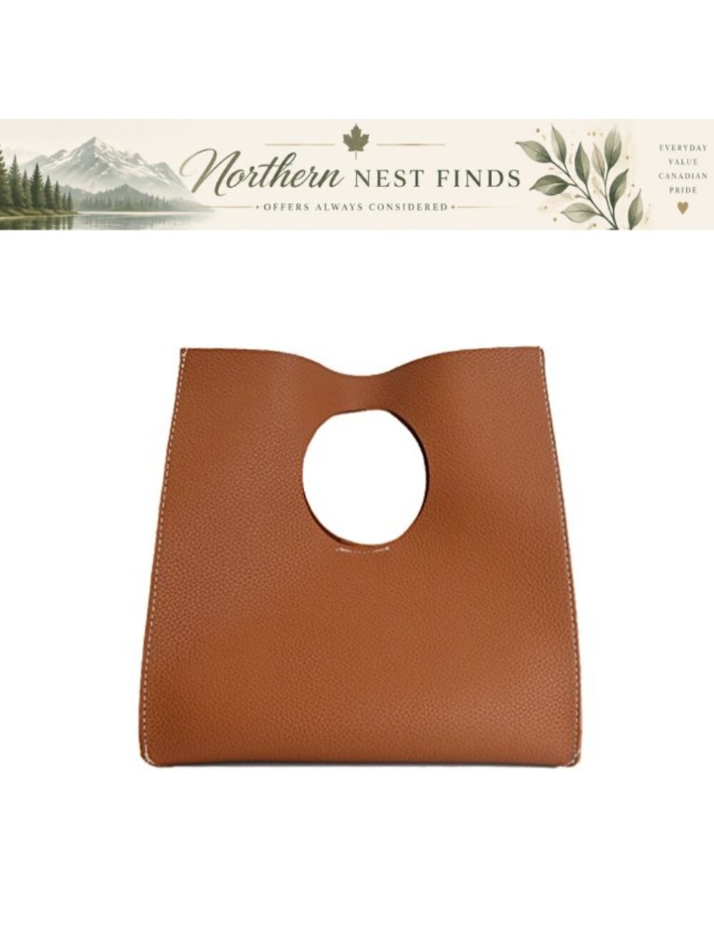 Small Pu Leather Handbag Clutch Tote Minimalist Vintage Style